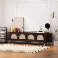 Meuble TV en bois massif de style Mid-Century Modern, écologique, console multimédia, centre de divertissement, armoire de rangement, grand meuble pour salon