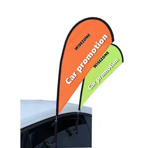Weihai – mini-drapeau de style volant, logo personnalisé, goutte d'eau, plume, bannière de fenêtre de voiture, mât de drapeau à vendre, garantie de 3 ans
