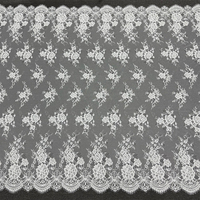 GCWH019884-16 Tissu en Tulle Brodé Floral Perlé Blanc 150CM, Coupe de 3 Mètres pour Robes de Mariée