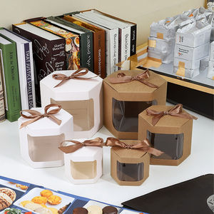 صناديق وجبات خفيفة للمخابز قابلة للتخصيص مع نافذة شفافة وإغلاق مغناطيسي، مصنوعة من الورق المطلي القابل للطي مع طبقة مطفية للكعك والبسكويت والحليب - Product Image 3