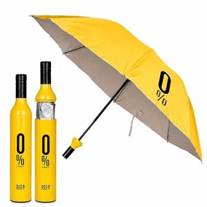Parapluie publicitaire pliable en trois sections en forme de bouteille de vin pour cadeau promotionnel souvenir 0% Vin Umbrella - Product Image 5