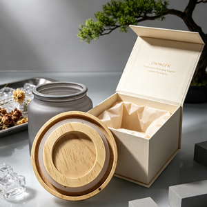 Couvercle en bois à motif tournesol personnalisé pour pot à bougie en verre, conteneur de rangement cosmétique avec logo personnalisé, nouveau design luxueux - Product Image 1