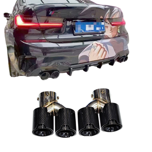 Terminali di Scarico per Auto <span class=keywords><strong>BMW</strong></span> <span class=keywords><strong>Serie</strong></span> <span class=keywords><strong>3</strong></span> G20 G28, Punte Nere Lucide in Fibra di Carbonio - Product Image 1