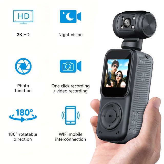 High Definition Q5 Sport Camera 2K Cameras Mini Lens 130° Wide Angle 1.5-inch IPS 180° Left-Right Rotation for Outdoor Vlogging
