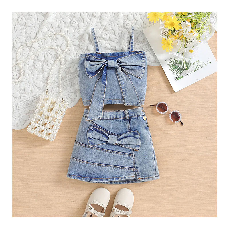 Casual Skirt Outfits High Waisted Denim Skirt With Braces - Main Image