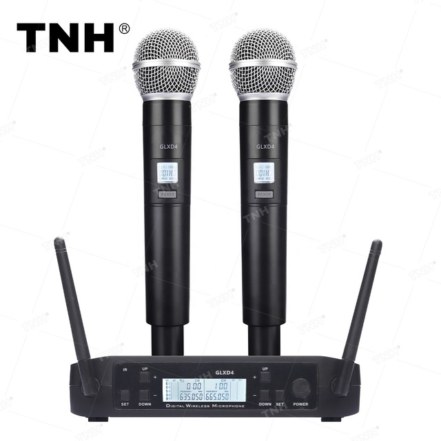 TNH GLXD4 2 Chs Mic UHFMIC 640~690MHz Professional Wireless Microphone System with Handheld Lavalier Headset