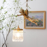 Lustre vintage français en laiton massif, lampe de chevet, lumière de fenêtre flottante, luminaire suspendu en cristal de luxe en laiton