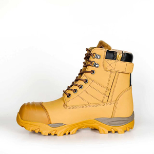 DSF614 Leather Work <b>Boots</b> Tan Color Durable Outdoor All Seasons Men Safety <b>Boot</b> with <b>Zipper</b> and Lace-Up Design - Product Image 2