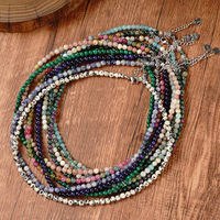 Collier ras de cou minimaliste en pierre précieuse ronde de 4 mm, collier en pierres naturelles fait à la main, collier à perles, cadeau d'amitié tendance