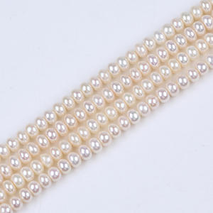 Perles d'eau douce plates blanches naturelles de Zhuji, 7-8 mm, poudre, accessoires de bijoux DIY, perles en vrac de couleur, vente en gros - Product Image 1