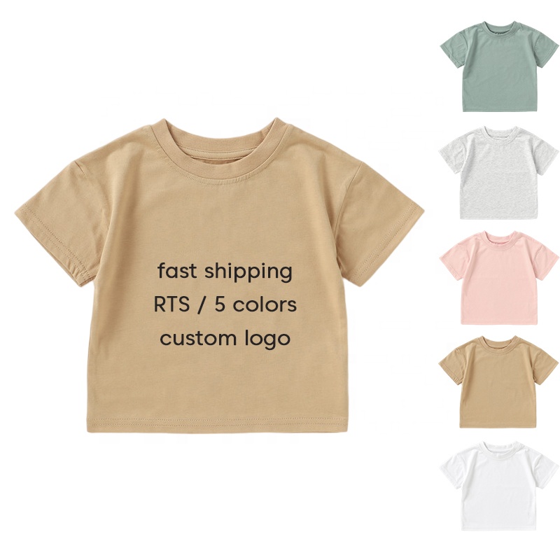 Fast Delivery White Plain 100% Organic Cotton Oversized Loose Fit Short Sleeved Baby T Shirts