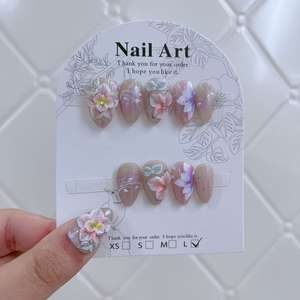 Ongles en gel 3D pré-dessinés à marque privée, faits à la main, faux ongles de luxe, haute qualité, 10 pièces, ongles en acrylique premium à presser - Product Image 6