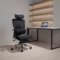 Kursi Kantor Ergonomis Modern dengan Sandaran Kaki, Penyangga Pinggang, Sandaran Kepala yang Dapat Disesuaikan, Jaring, dan Bahan Nilon Mewah