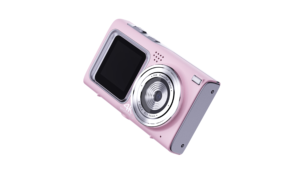 Cámara digital compacta CAM-07 con doble pantalla, sensor CMOS y soporte para tarjetas Micro SD en colores rosa, blanco y negro - Product Image 4
