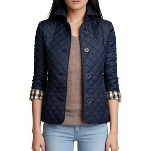 Women's <b>Quilted</b> Pattern Button-Up Notched Lapel, <b>Single</b>-breasted, Slim Fit - Casual Coat Fashion - Product Image 5