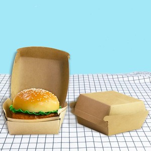 Kotak <span class=keywords><strong>Burger</strong></span> Kertas Kraft Sekali Pakai Grosir Desain Clamshell Anti Minyak Kemasan Makanan Cepat Saji Hamburger untuk Dibawa Pulang - Product Image 1