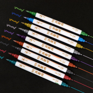 Bolígrafos de caligrafía de doble punta de 16 cm, bolígrafos metálicos a base de aceite para diario artístico - Product Image 3