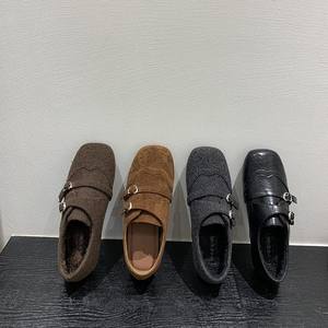 Mocasines de Plataforma para Mujer, Retro, Grises, con Aumento de Altura Oculto, Tela Elástica, Entresuela de PU/PVC, Suela de PVC, Cálidos para Otoño e Invierno - Product Image 1