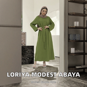 Loriya Breathable Wrinkle Polyester Simple Style Modest Abaya Daily Wear New <b>Islamic</b> <b>Clothing</b> Muslim Dress Women - Product Image 2