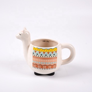3D Animal taza de café Linda Alpaca dibujos animados Taza de cerámica personalización tazas de viaje estilo americano pintura a mano Llama <span class=keywords><strong>Alcapa</strong></span> cerámica - Product Image 3