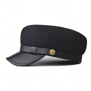 หมวกเบเร่ต์ทรงแบนขอบหนัง PU พร้อมหัวเข็มขัดหนังสไตล์อังกฤษสำหรับผู้หญิง ใส่ได้ในฤดูหนาว - Product Image 4