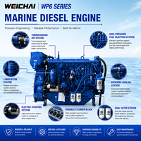 Moteur diesel marin SCDC Weichai série WP6 à couple élevé pour la propulsion des bateaux de pêche côtière et des ferries de passagers