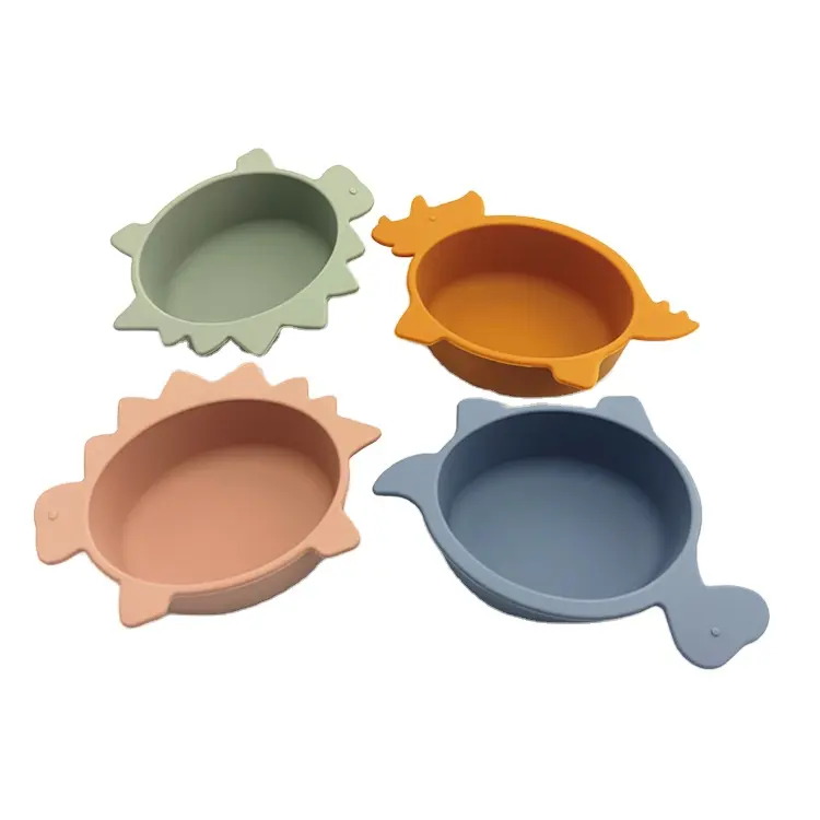 Divided Kids Silicone Baby Plate Feeding Nursing Suction Crab Dinner Eating Plate Animal For Babies Popular