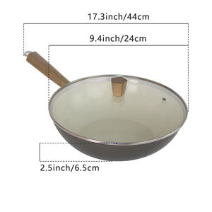 Vente d'usine 24cm Durable Long Manche Facile À Nettoyer Chinois Antiadhésif Friture Woks Avec Couvercle - Product Image 2