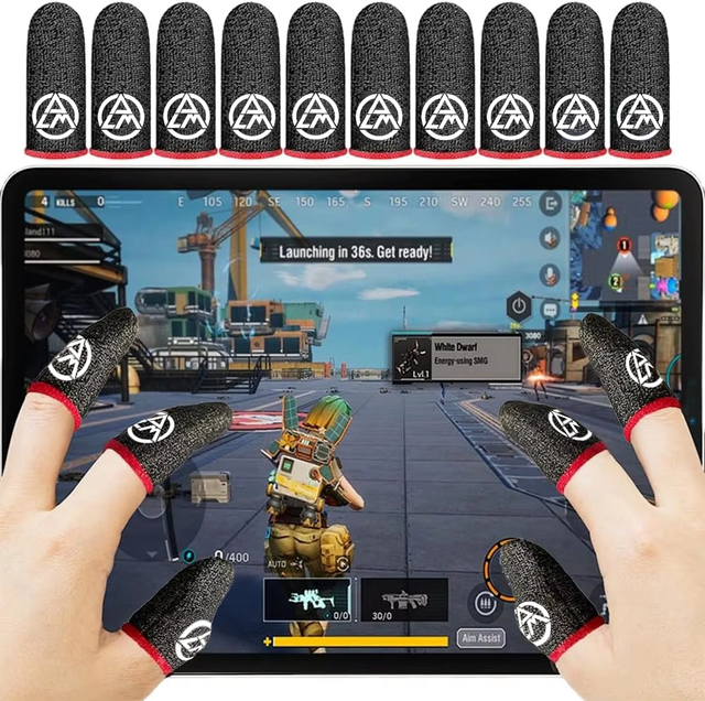 Graphic Customized Silver Fiber Finger Gloves for Gaming,Breathable and Sweat-Wicking Finger Sleeves Fit All Touchscreen Devices