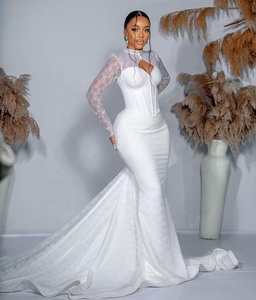Robes <span class=keywords><strong>de</strong></span> mariée sirène à manches longues personnalisées pour la mariée, robes <span class=keywords><strong>de</strong></span> mariée en dentelle civile <span class=keywords><strong>africaine</strong></span>, Vestidos <span class=keywords><strong>De</strong></span> Novia - Product Image 2