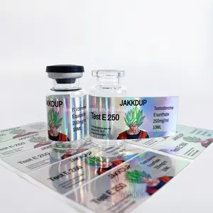 Custom logo hologram label sticker free design pharma 10 ml vial label box