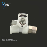 Raccord rapide en plastique à déconnexion rapide, type CPC, pour tuyau 5/16" (8mm), avec valve d'arrêt en ligne et clapet anti-retour, corps de raccord femelle