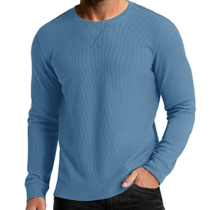 Nueva Camiseta de Manga Larga con Cuello Redondo para Hombre, Moda Europea y Americana, Camiseta de Punto Waffle para Otoño e Invierno - Product Image 4