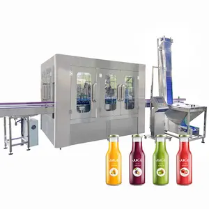 4000-6000BPH Planta embotelladora automática de vidrio de jugo fresco de llenado en caliente