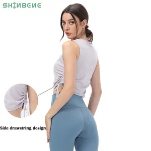 SHINBENE Dropshipping健身健身房背心女士侧面拉绳健身训练运动背心上衣