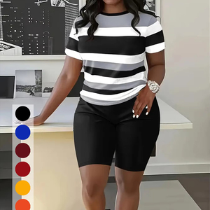 <span class=keywords><strong>Abbigliamento</strong></span> da <span class=keywords><strong>donna</strong></span> all'<span class=keywords><strong>ingrosso</strong></span> stampato a manica corta pantaloncini Casual <span class=keywords><strong>abbigliamento</strong></span> sportivo Set per la vita quotidiana - Product Image 6