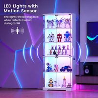 Vitrine d'exposition LED personnalisée en mélamine, éclairée, pour figurines et objets de collection, casier de rangement moderne, mobilier de maison, direct usine