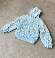 Veste longue de motard XJYD Hip Hop pour homme, bleu électrique, motif étoile 3D en relief, fermeture éclair, coupe-vent et imperméable, collection automne