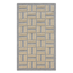 Modern Geometric Bath Rug Rectangle Gray Beige Tufted Cotton Non-Slip Rubber Backing Bathroom Use - Product Image 4