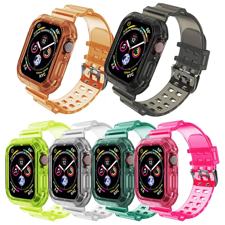 TPU Transparent Sports Watch Strap For Apple Watch Series 8 7 Clear Glacier Band For Apple Watch Ultra 49mm 41mm 45mm