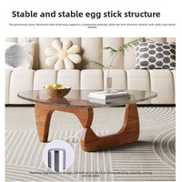 Table basse en verre de style nordique, idéale pour Instagram, avec cadre en bois, design moderne minimaliste de luxe léger, mobile pour les petites maisons