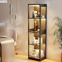 Vitrine moderne haute et éclairée pour figurines, écologique, robuste, étanche, avec revêtement poudré, porte en verre trempé intégrée