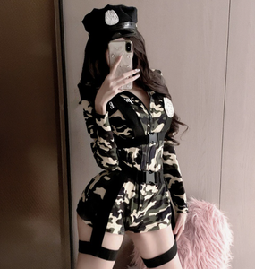 PEEQI Nuovo Costume di <span class=keywords><strong>Halloween</strong></span> alla Moda <span class=keywords><strong>per</strong></span> Donne, Outfit <span class=keywords><strong>per</strong></span> Adulti con Stampa Mimetica, Set Completo <span class=keywords><strong>per</strong></span> Performance - Product Image 4