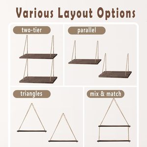 Estantes Colgantes Ajustables <span class=keywords><strong>de</strong></span> <span class=keywords><strong>Madera</strong></span> <span class=keywords><strong>de</strong></span> 2 Niveles, Color Marrón Oscuro, para Montar en la Pared, para Sala <span class=keywords><strong>de</strong></span> Estar, Cocina, Balcón, Soporte para Macetas - Product Image 5