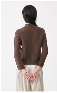 Blusa Plisada con Cuello Alto para Mujer, 100% Poliéster, Estilo Casual Holgado, Secado Rápido, Estilo Coreano, Venta al Por Mayor en Línea - Product Image 6