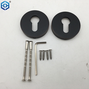Euro Cylinder Modern Black Door Handles Door Lock Key Hole Sets <strong>Escutcheon</strong> <strong>Plates</strong> - Product Image 4