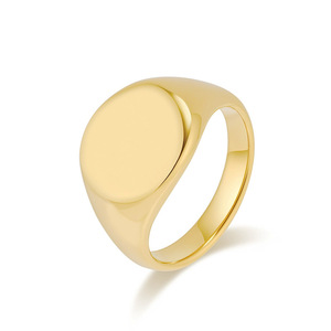 Cincin polos berlapis emas anti-korosi 17mm dari stainless steel, cocok untuk ukiran personalisasi, untuk pria (grosir) - Product Image 3