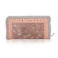 CROWN BAGS Pochette de luxe faite à la main pour femme en cuir de vachette véritable, motif animalier, à franges, mini portefeuille élégant, style bohème western