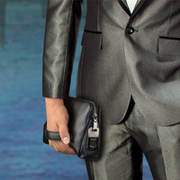 Borsa a Tracolla in Vera Pelle SUNCETH con Serratura a Impronta Digitale, Portafoglio Antifurto per Uomo, Borsa Intelligente Impermeabile con Interfaccia USB