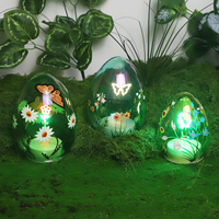 Produit phare : Décoration de Pâques, œuf en verre soufflé à la main avec lumières LED, œuf en verre soufflé à la main, cadeaux de Pâques, ornement de table en verre